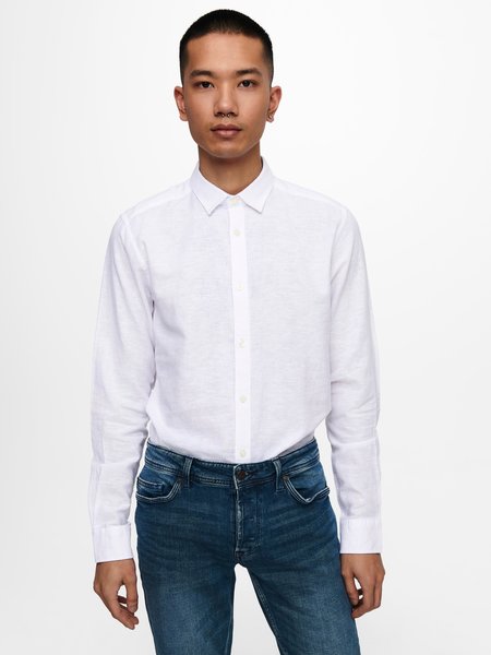 Only & Sons Onscaiden LS Solid Linen Shirt (188758 White)