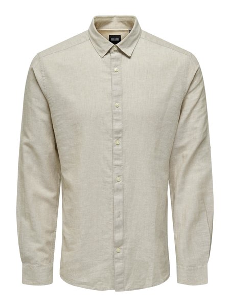 Only & Sons Onscaiden LS Solid Linen Shirt (202231 Chinchilla)