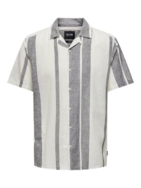 Only & Sons Onscaiden SS Stripe Linen Resort Shirt (193799 Cloud Dancer)