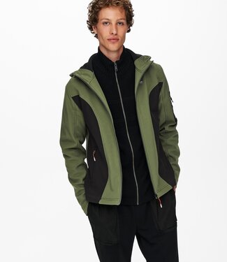 Only & Sons ONSBRAD Hood softshell jacket otw (Olive Night/Black)