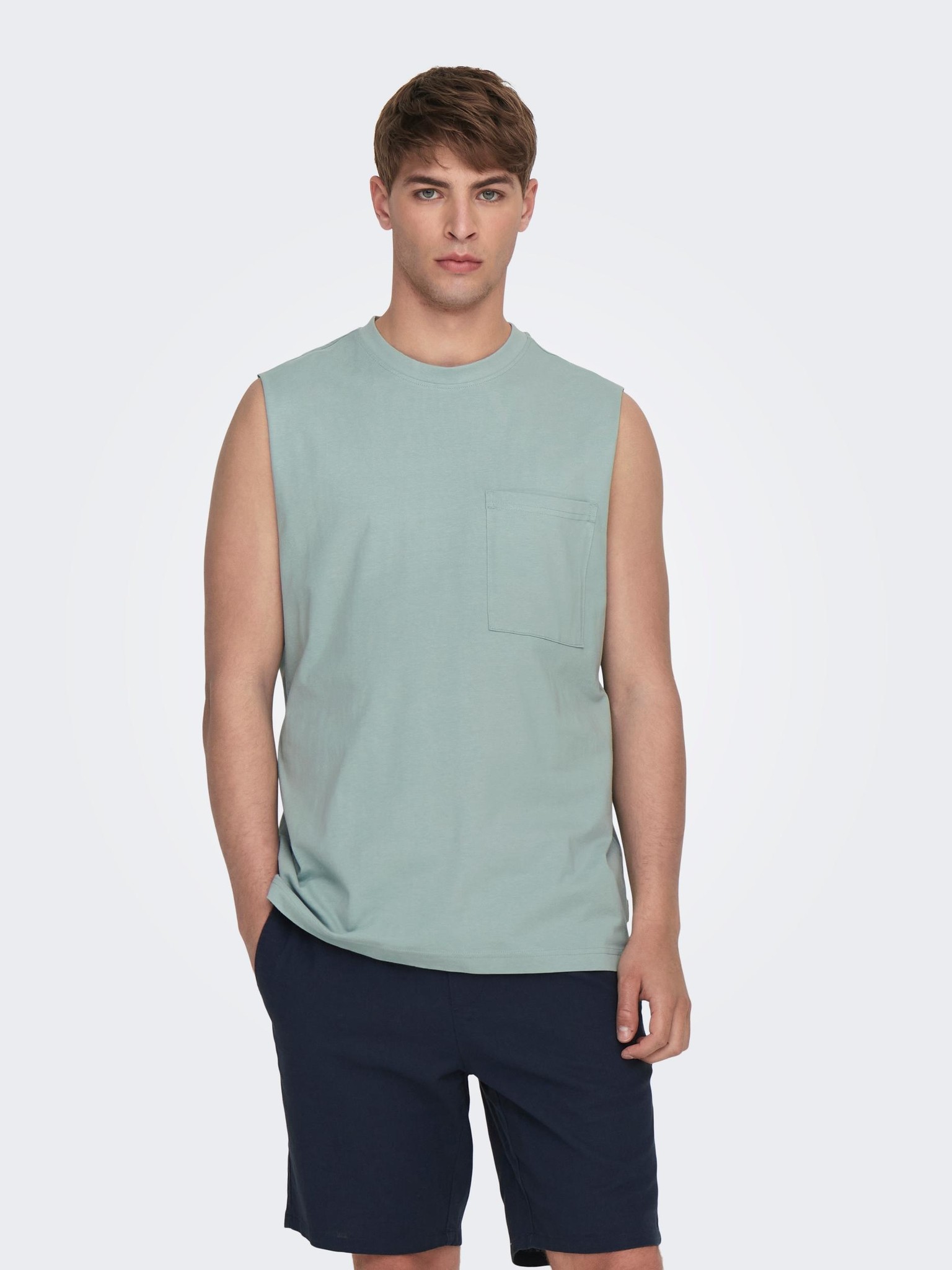 Only & Sons Onsfred RLX Pocket Slvless TEE (262078 Silver Blue)