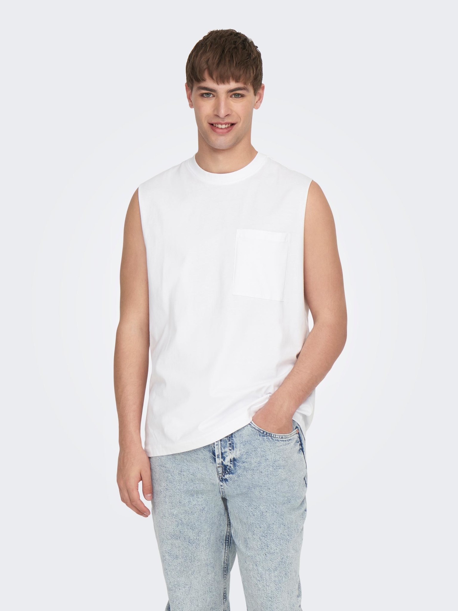 Only & Sons Onsfred RLX Pocket Slvless TEE (188758 White)