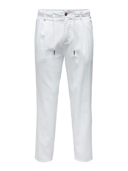 Only & Sons ONSLEO Crop Linen MIX 0048 Pant (209112 Bright White)