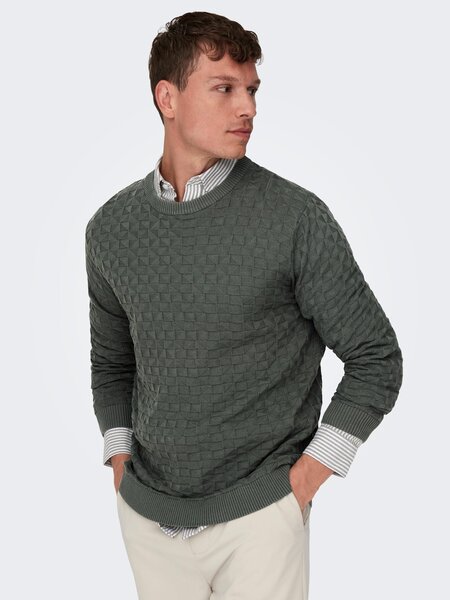 Only & Sons Onskalle REG 12 Struc Crew Knit (262142 Castor Gray)