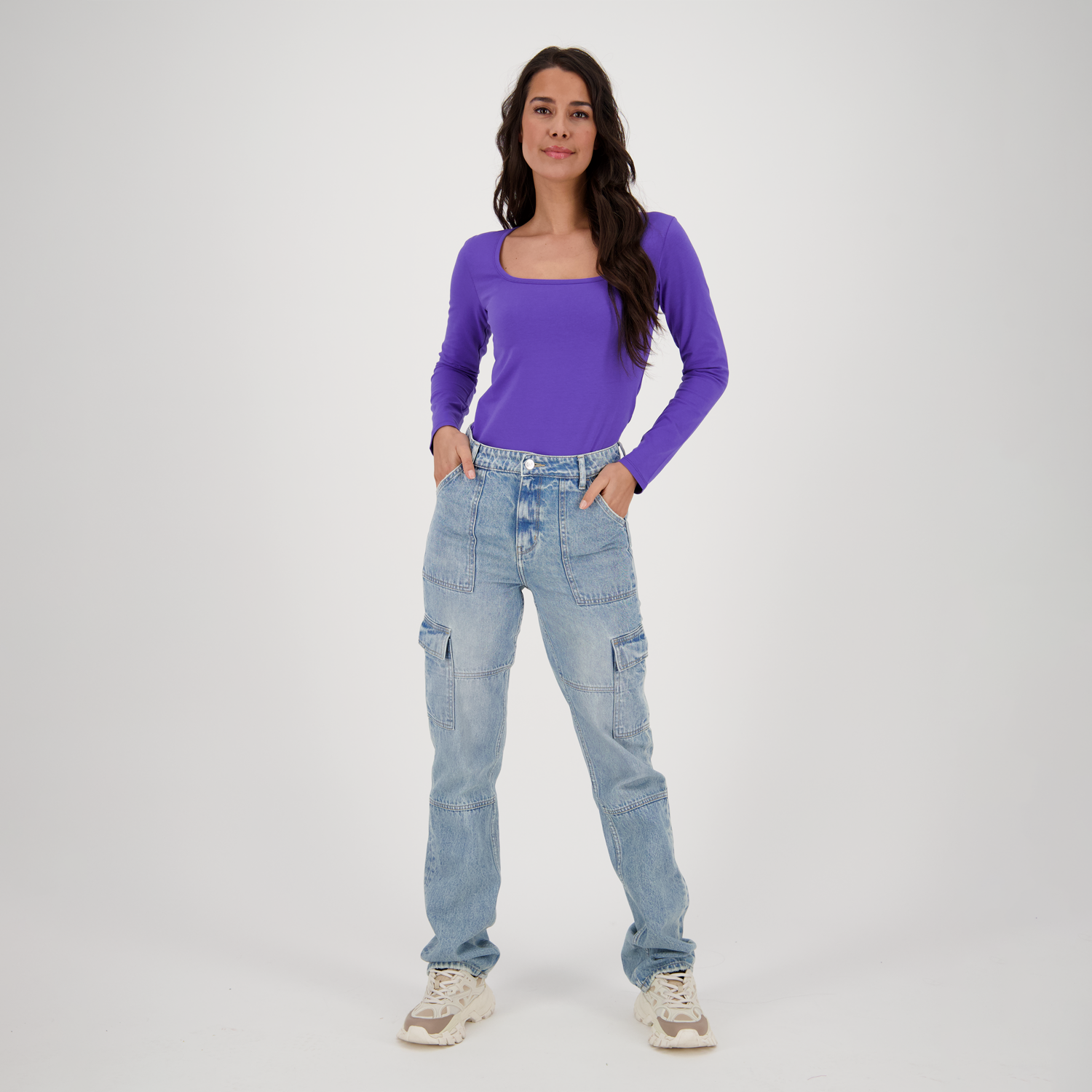 WOMEN Sunset Worker Mid Blue Stone Straight Jeans