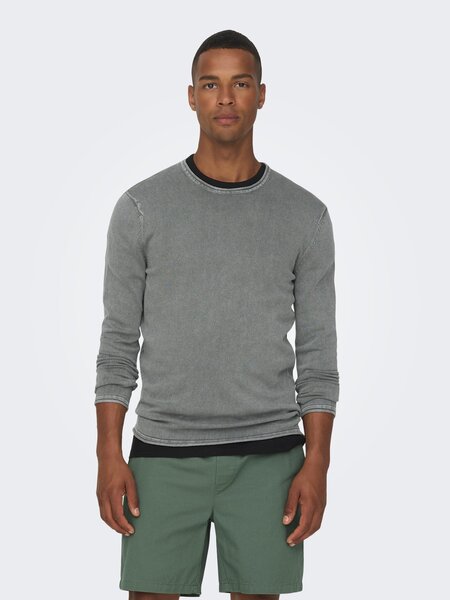 Only & Sons Onsgarson 12 Wash Crew Knit (262142 Castor Gray)