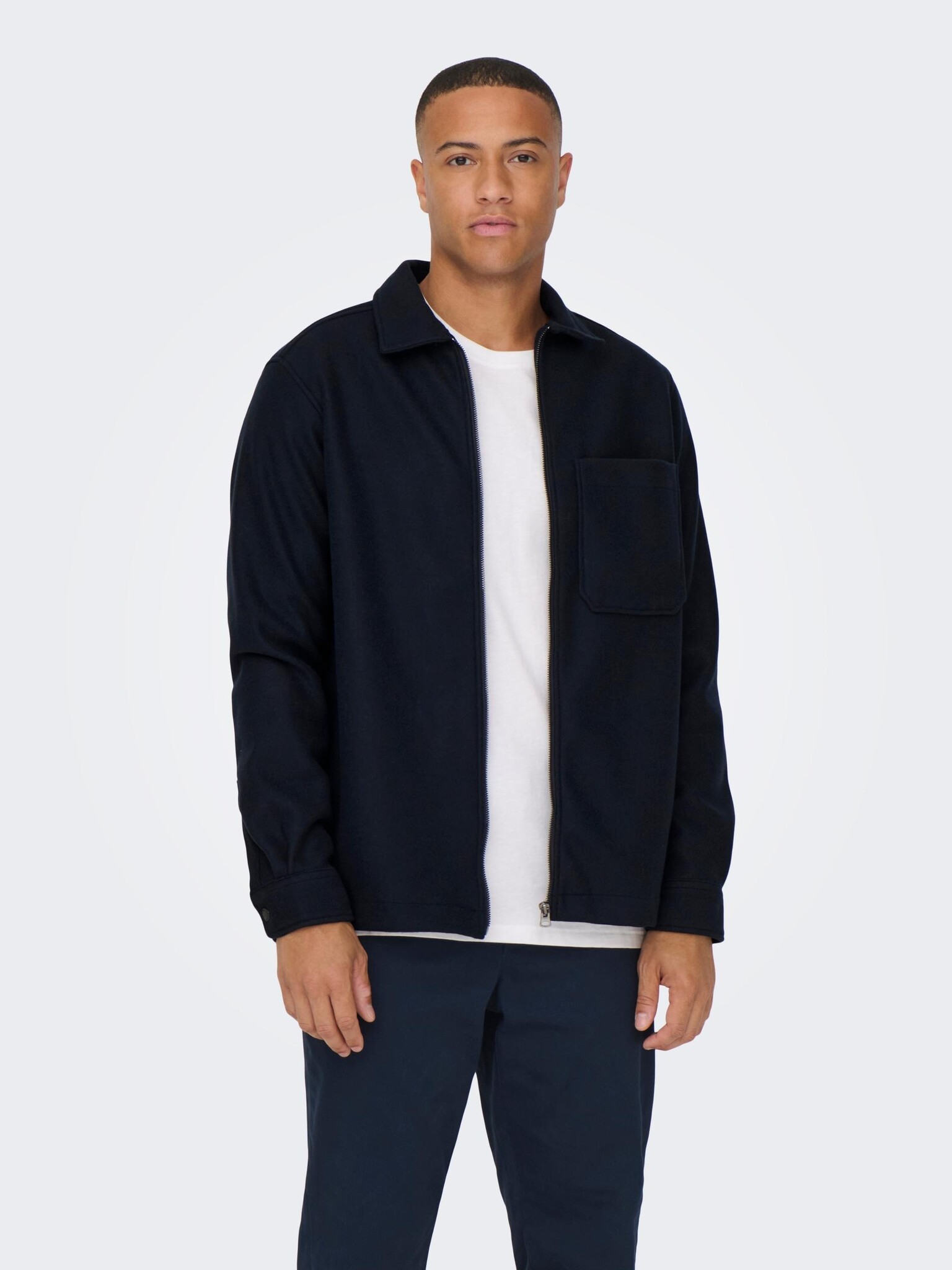 Only & Sons Onsdal OVR ZIP LS Shirt (187197 Dark Navy)