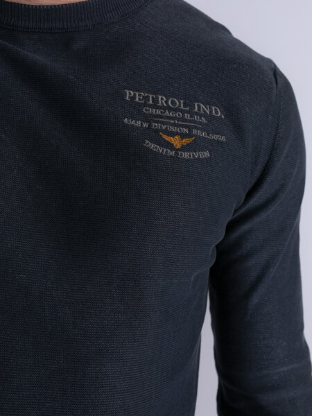 Petrol M-3030-Kwr233 - Men Knitwear Round Neck Basic (5152 Midnight Navy)