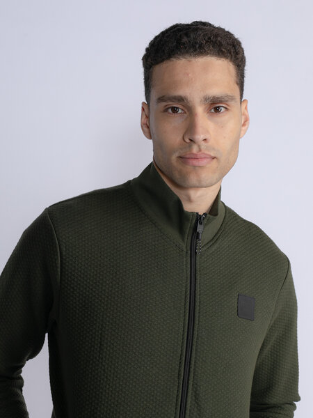 Petrol M-3030-Swc343 - Men Sweater Collar Zip (6092 Hunter Green)