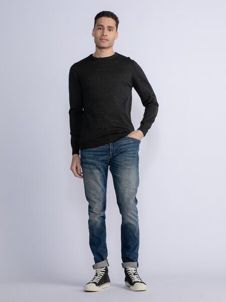 Petrol M-3030-Kwr201 - Men Knitwear Round Neck Basic (9091 Dark Black)