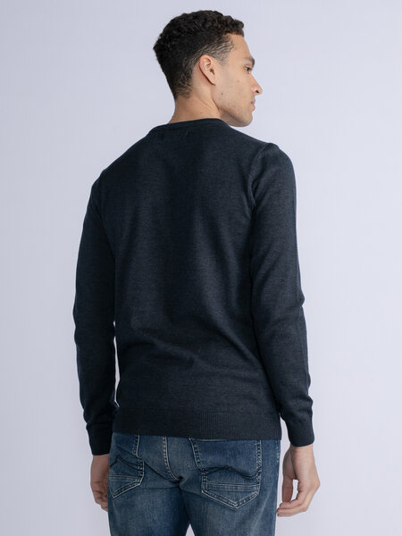 Petrol M-3030-Kwr201 - Men Knitwear Round Neck Basic (5152 Midnight Navy)