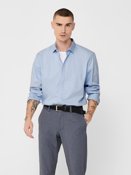 Only & Sons Onssane LS Solid Poplin Shirt (198830 Cashmere Blue)