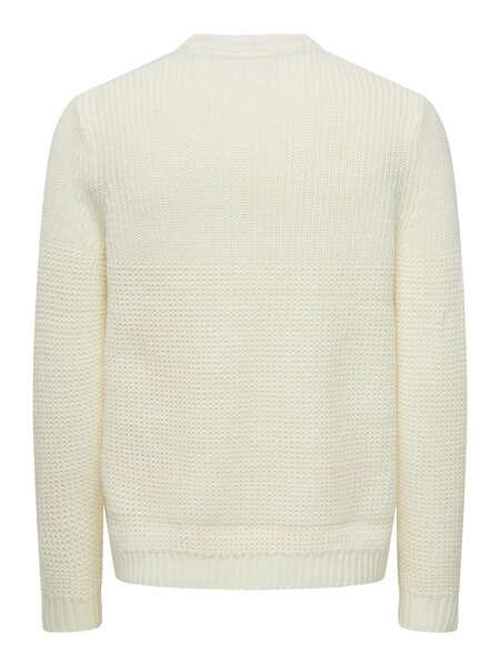 Only & Sons Onsadam 5 Struc Crew Knit (189699 Star White)