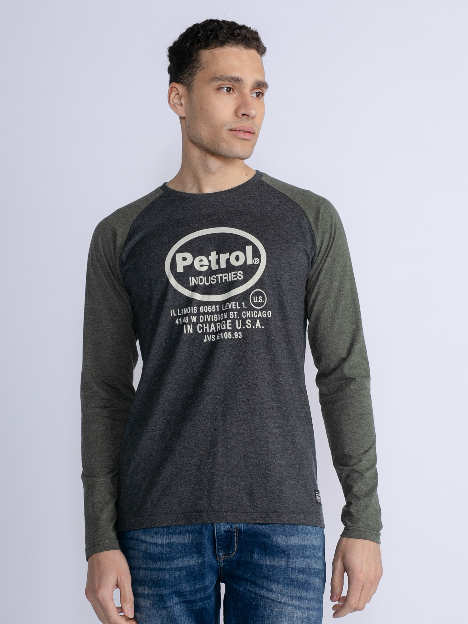 Petrol M-3030-Tlr653 - Men T-Shirt Ls Round Neck (9091 Dark Black)