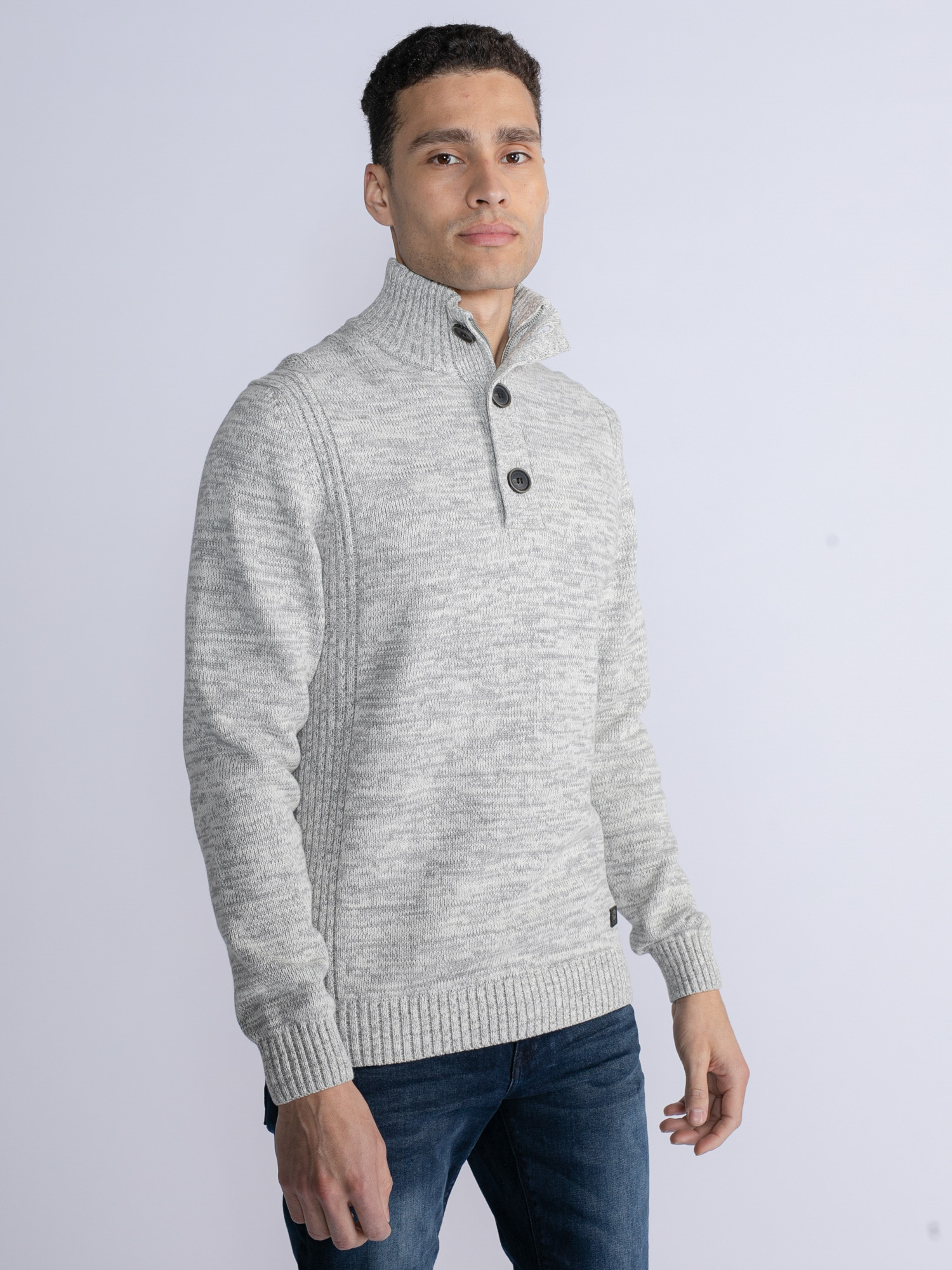 M-3030-Kwc206 - Men Knitwear Collar (0009 Antique White Melee)