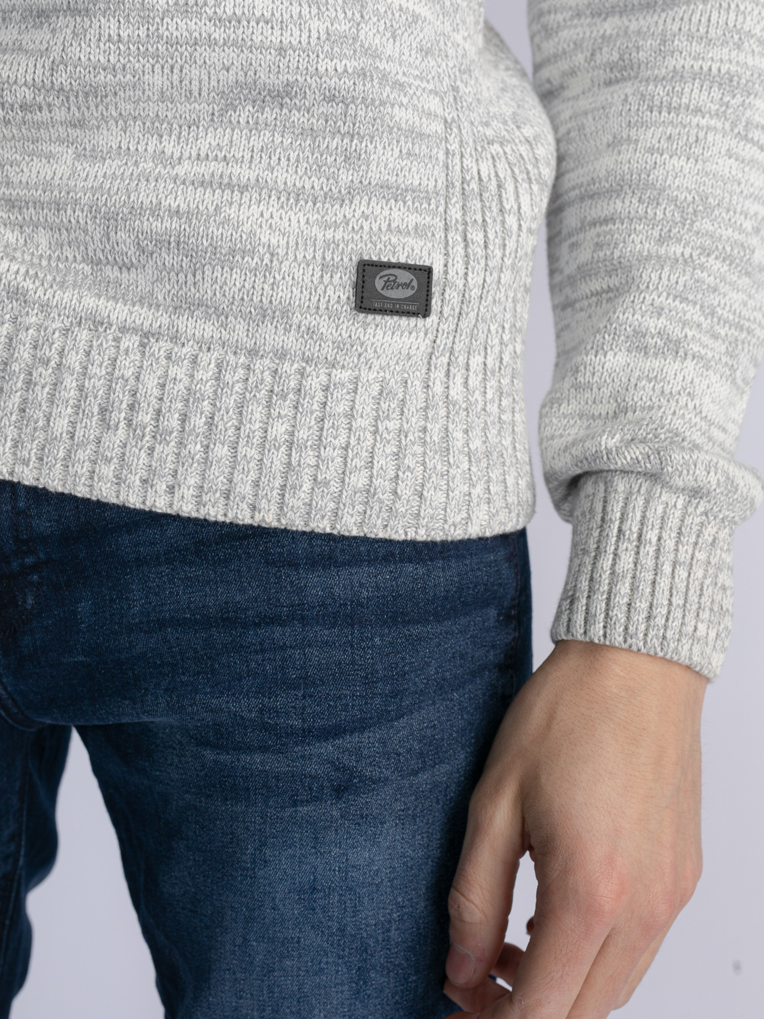 M-3030-Kwc206 - Men Knitwear Collar (0009 Antique White Melee)