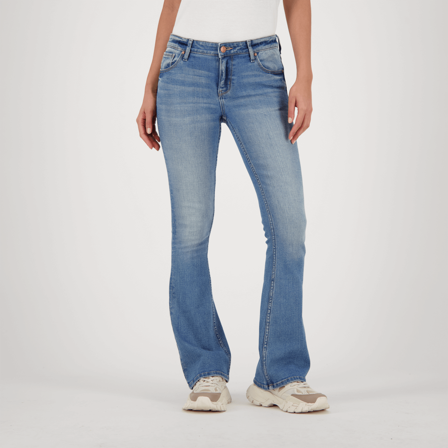 RAIZZED WOMEN Eclipse Mid Blue Stone Flare Jeans