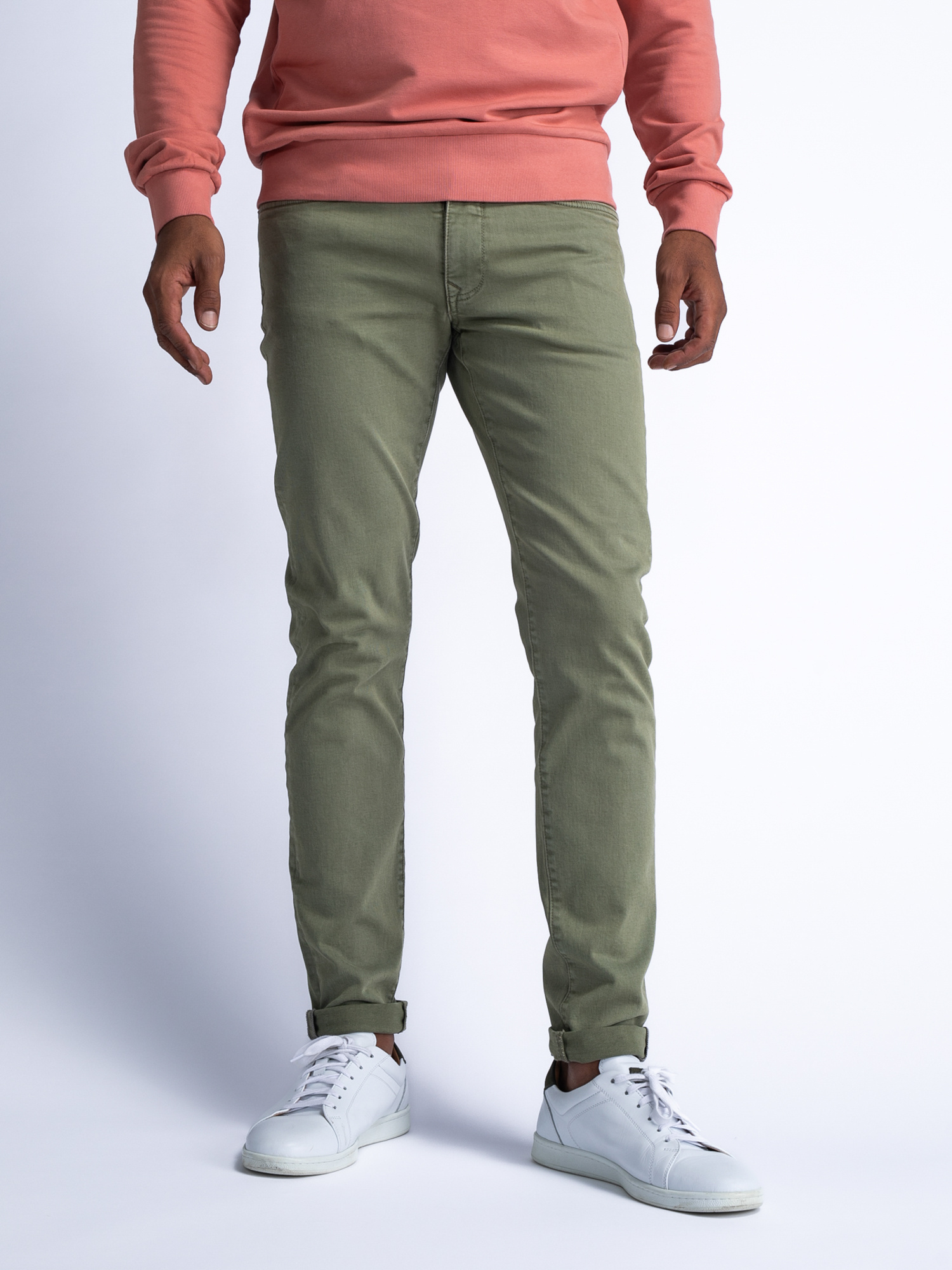 M-1040-DNM007 Seaham Coloured - Denim Slim Fit (6158 Sage Green)