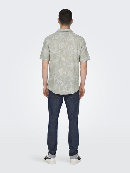 Only & Sons Onscaiden SS Resort Aop Linen Shirt Noos Chinchilla