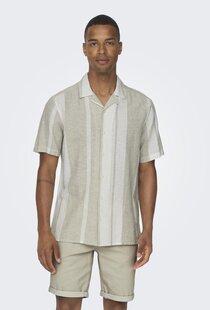 Onscaiden SS Stripe Linen Resort Shirt (215213 Vintage Khaki)