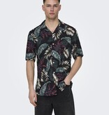 Only & Sons ONSWAYNE LIFE AOP SS VISCOSE SHIRT NOOS BLACK