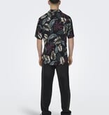 Only & Sons ONSWAYNE LIFE AOP SS VISCOSE SHIRT NOOS BLACK