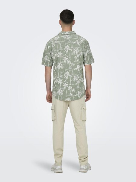 Only & Sons Onscaiden SS Resort Aop Linen Shirt Noos SWAMP