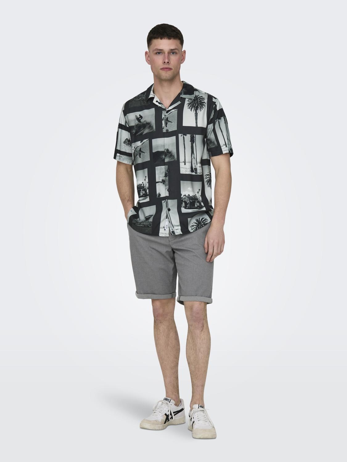 ONSNANO REG COTTON VISCOSE SS AOP SHIRT (Black)