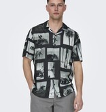 Only & Sons ONSNANO REG COTTON VISCOSE SS AOP SHIRT (Black)