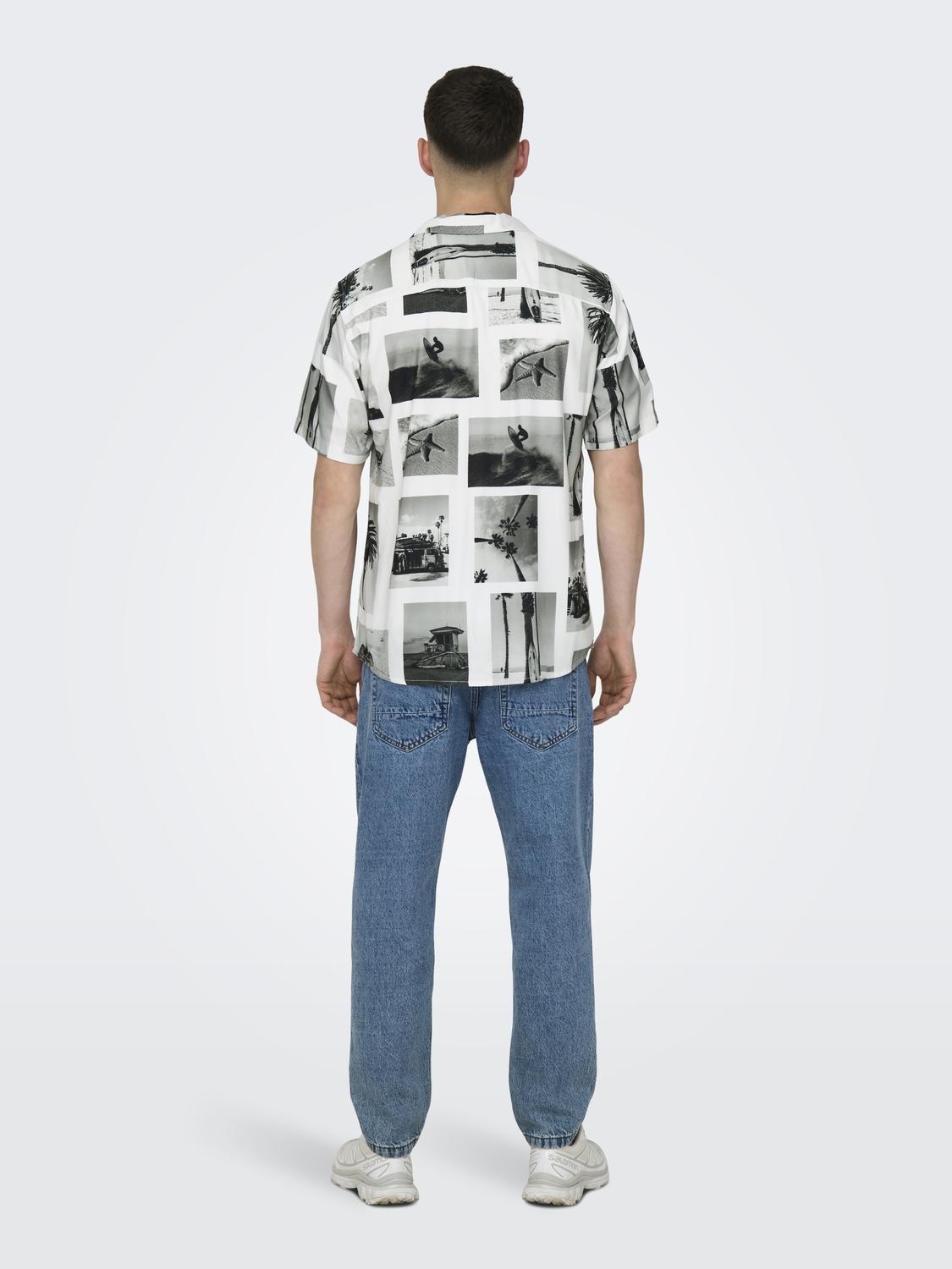 ONSNANO REG COTTON VISCOSE SS AOP SHIRT (Bright White)