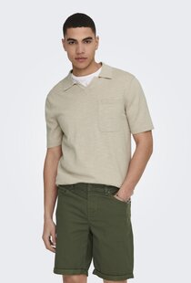 ONSACE REG 12 SS SLUB POLO KNIT (SILVER LINING)