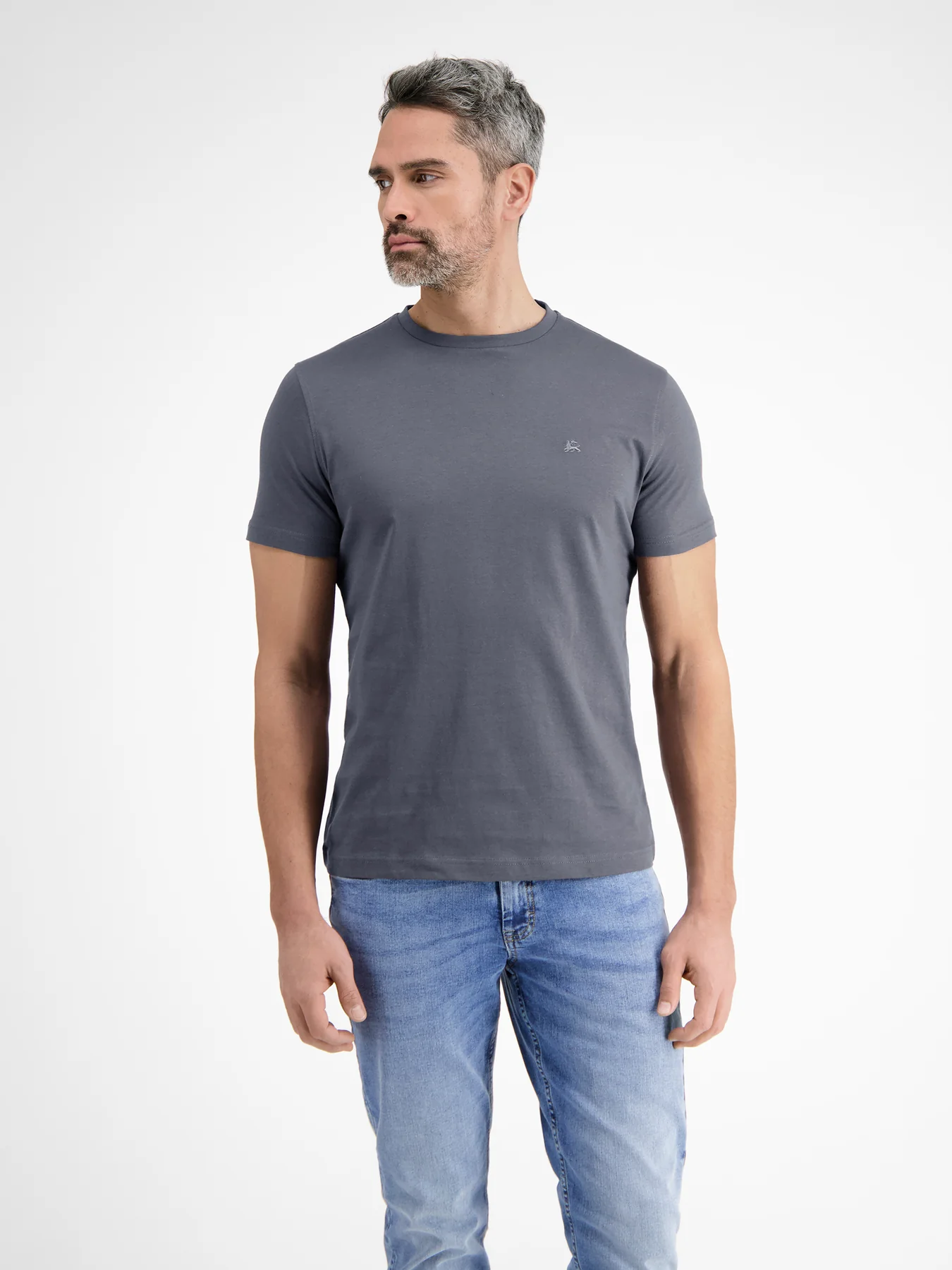 Lerros 2003000 KLASSIEK HEREN-T-SHIRT ME RONDE HALS (269 ROCK GREY)