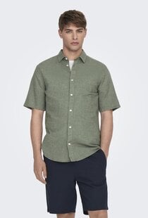 ONSCAIDEN LIFE SS SOLID LINEN SHIRT NOOS (Swamp)