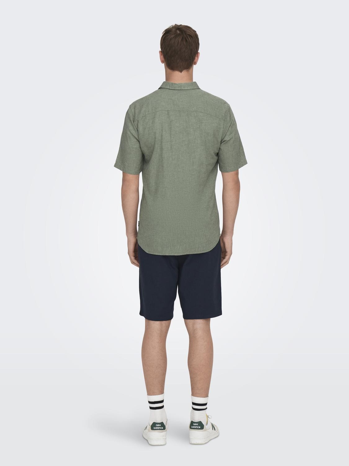 ONSCAIDEN LIFE SS SOLID LINEN SHIRT NOOS (Swamp)