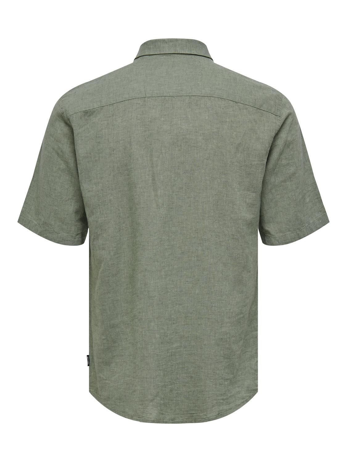 ONSCAIDEN LIFE SS SOLID LINEN SHIRT NOOS (Swamp)