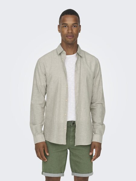 Only & Sons ONSCAIDEN LIFE SS SOLID LINEN SHIRT NOOS (Chinchilla)