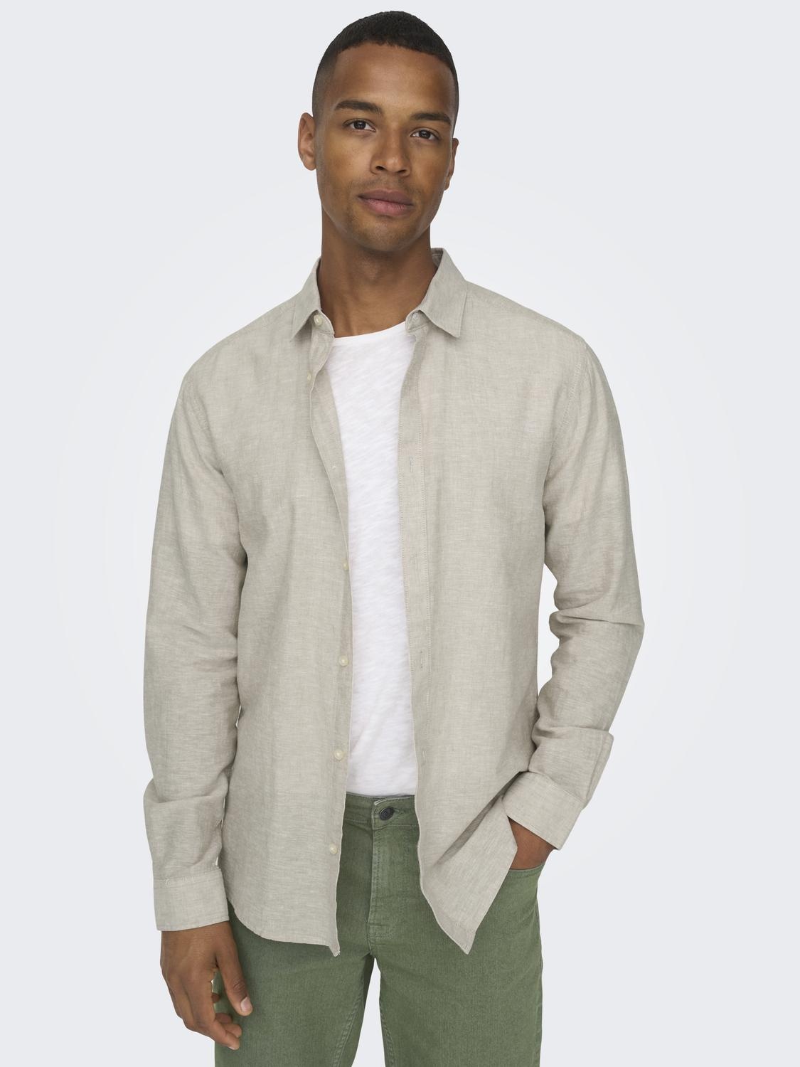 Only & Sons ONSCAIDEN LIFE SS SOLID LINEN SHIRT NOOS (Chinchilla)