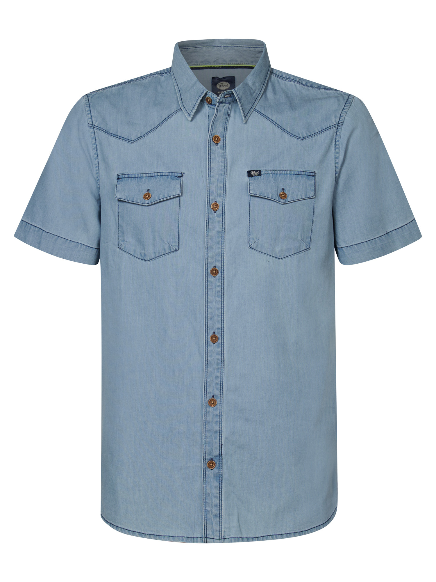 Petrol M-1040-SIS421 Men Shirt Short Sleeve Denim (5047 Bleach Indigo)