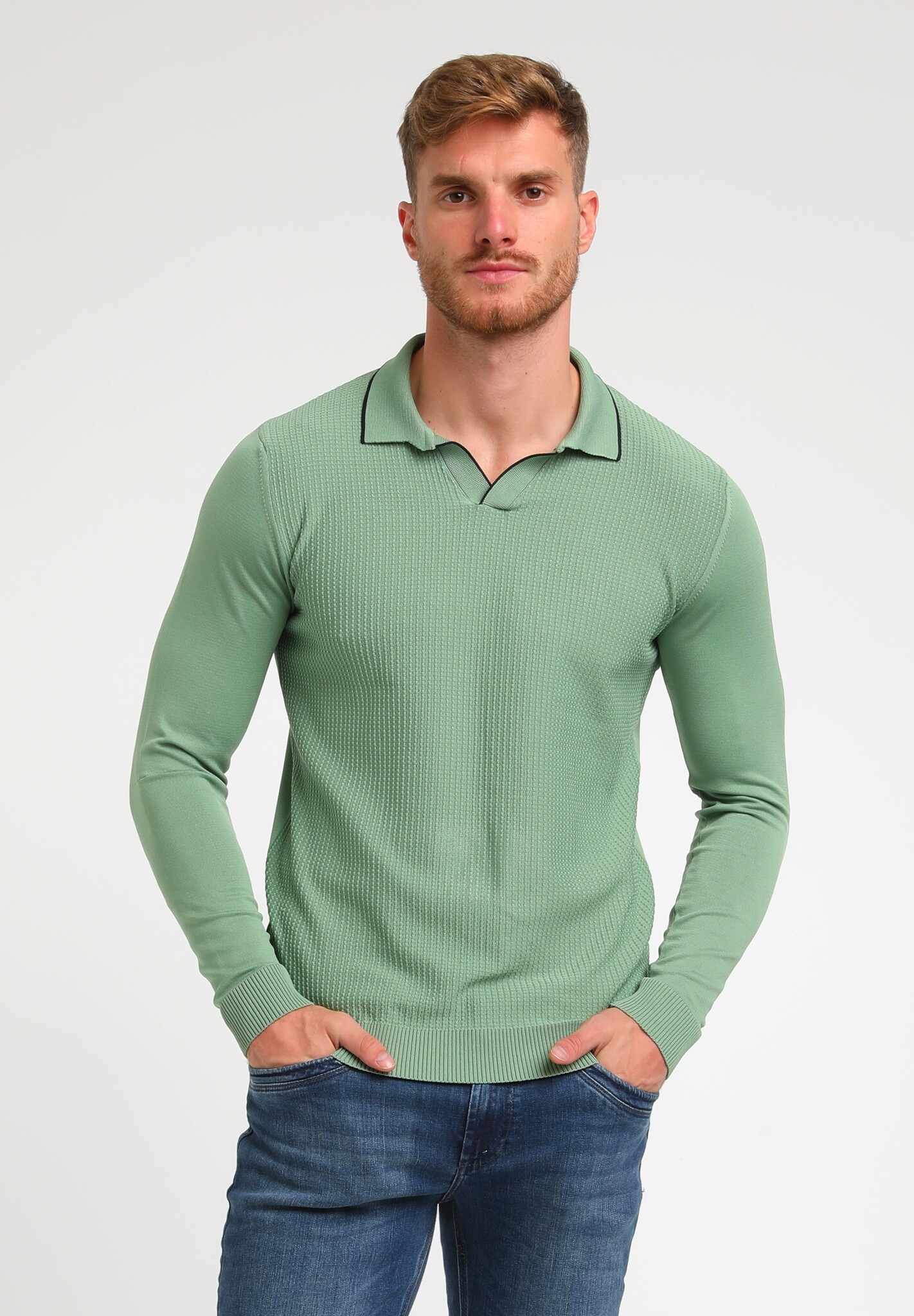 Gabbiano POLO KNITWEAR LONGSLEEVE 234925 (722 Light Army)