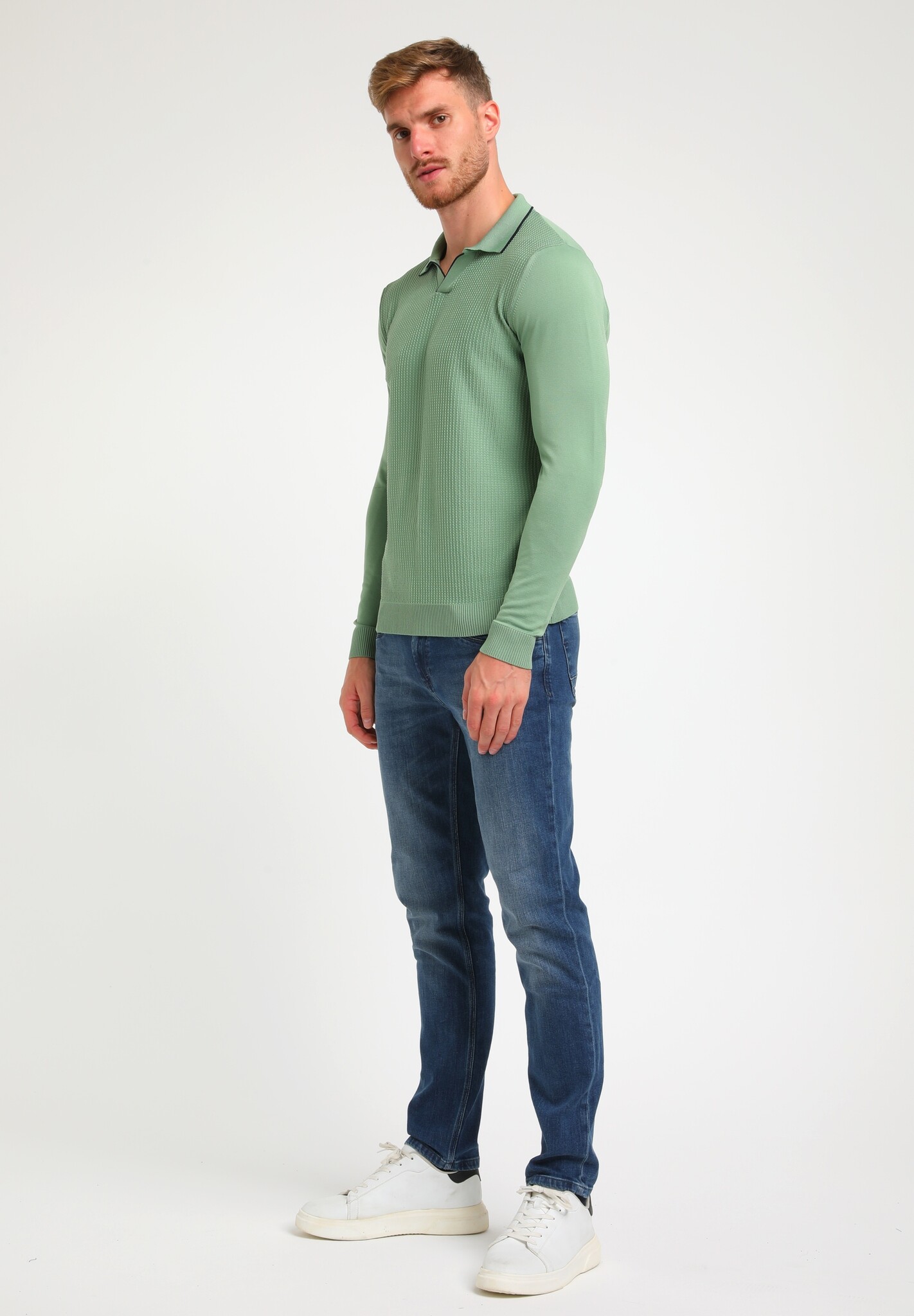 POLO KNITWEAR LONGSLEEVE 234925 (722 Light Army)