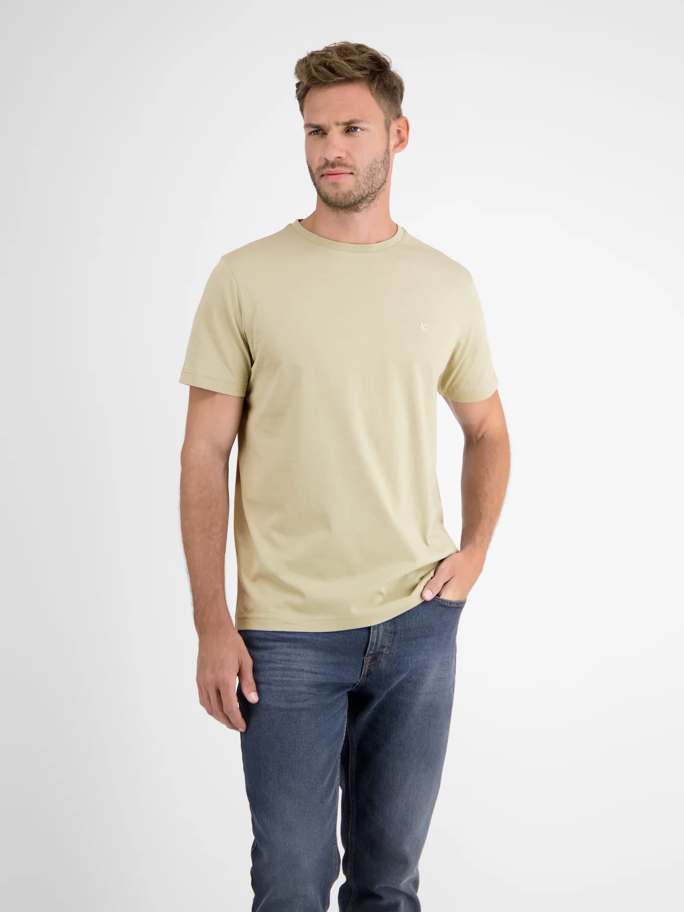 Lerros 23D3000 BASIC T-SHIRT IN VELE KLEUREN (707 SOFT STONE)