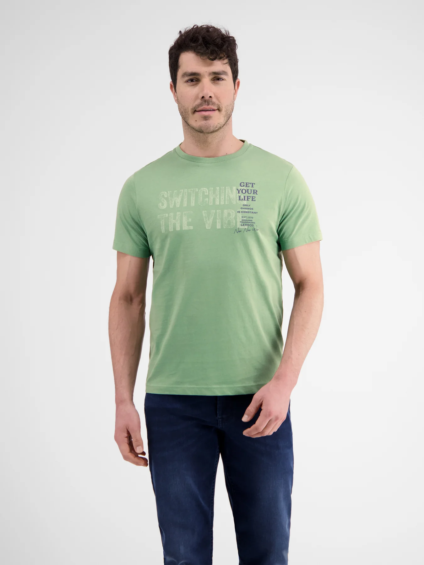 Lerros 2423005 EFFEN T-SHIRT PRINT OP DE BORST (612 SAGE GREEN)