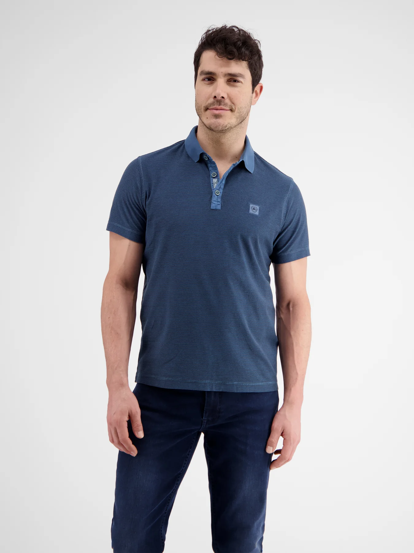 Lerros 2423211 GESTREEPT POLOSHIRT (448 STORM BLUE)