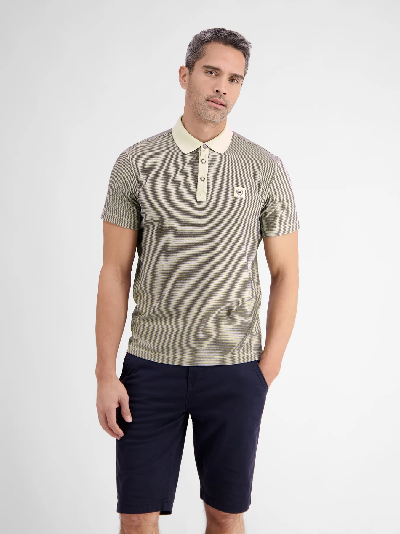 Lerros 2423211 GESTREEPT POLOSHIRT (705 LIGHT DUNE BEIGE)