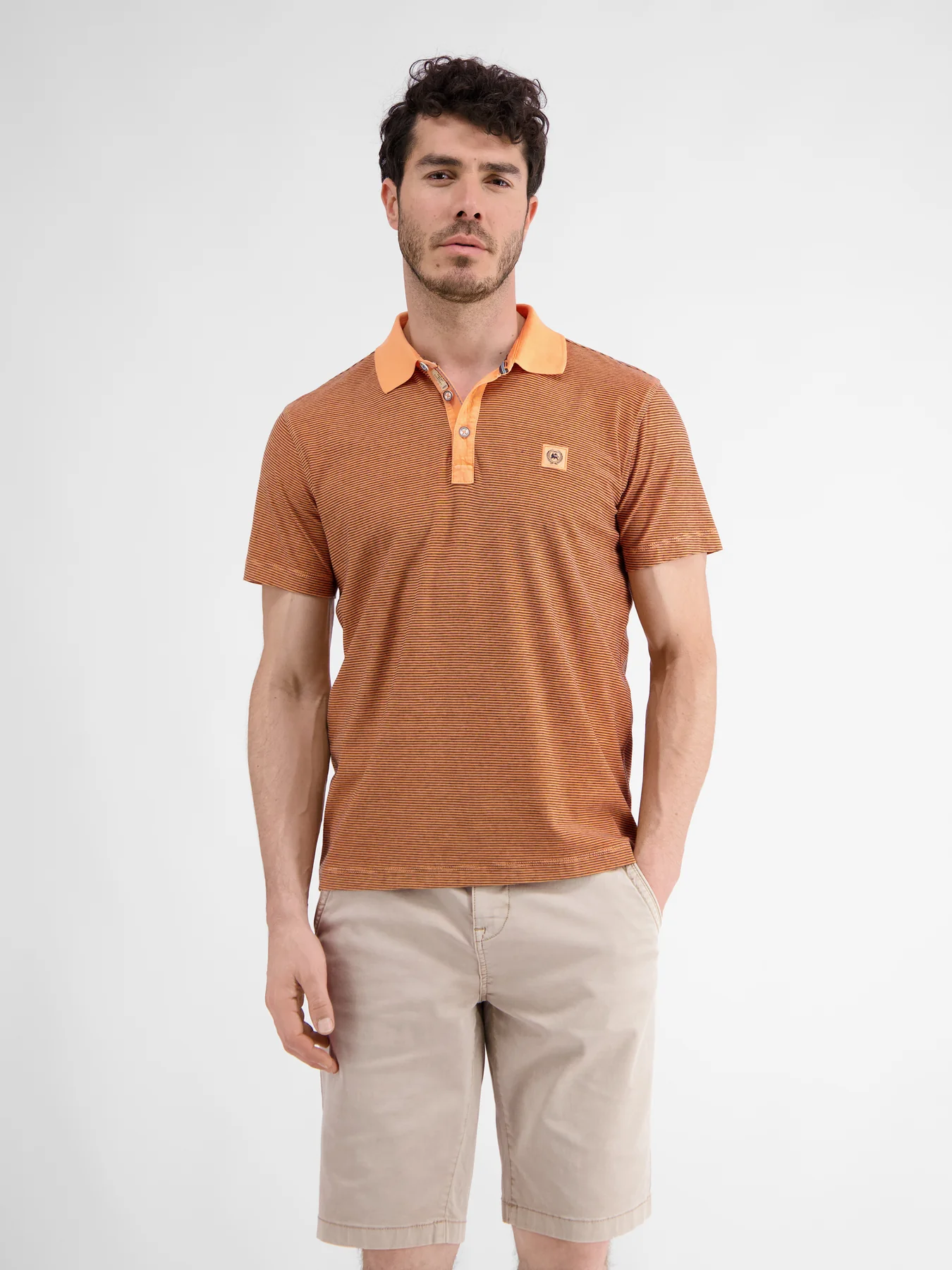 Lerros 2423211 GESTREEPT POLOSHIRT (927 MELLOW PEACH)