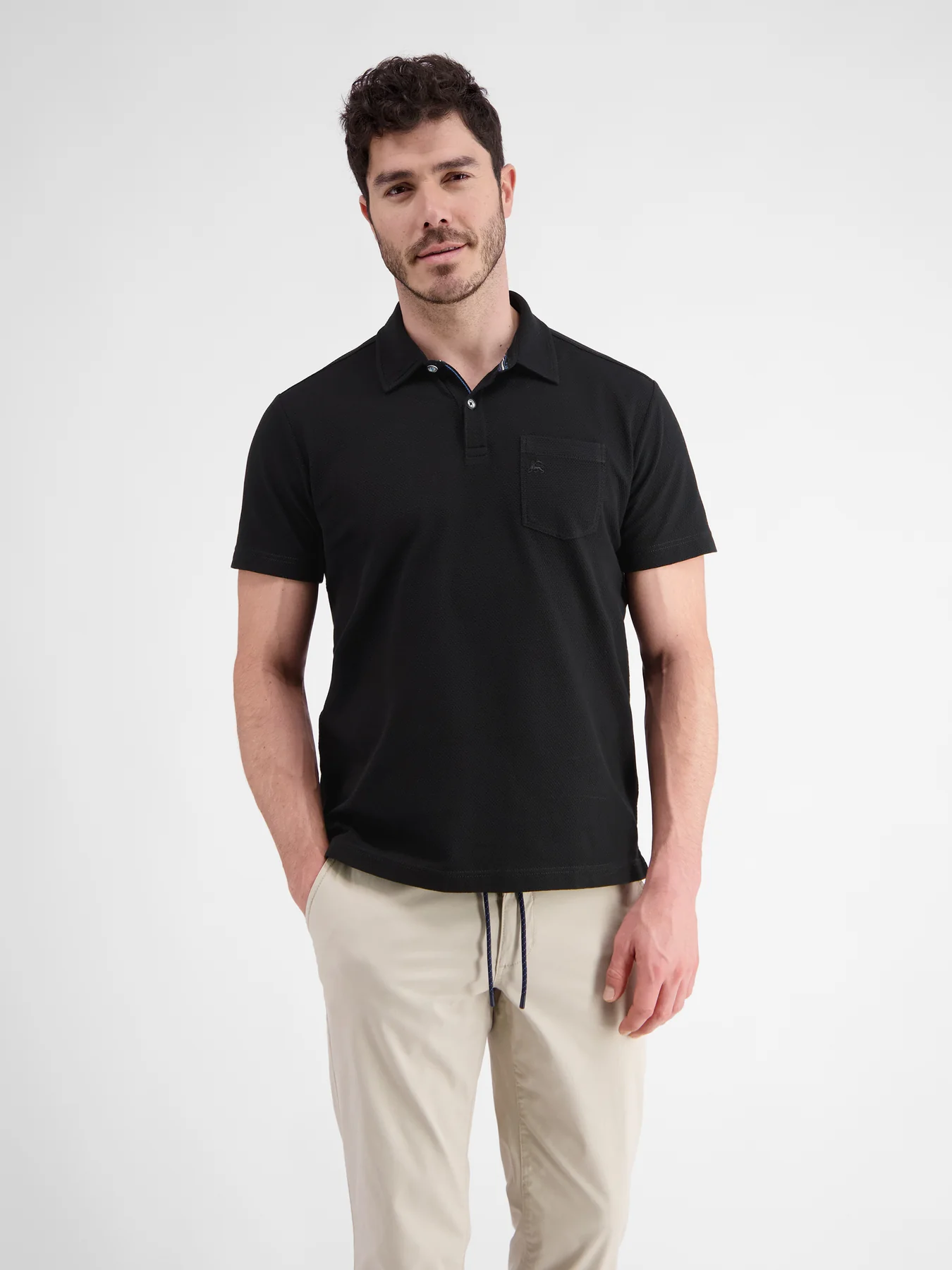 Lerros 2443204 POLOSHIRT IN SPORTIEVE WAFELPIQUÉKWALITEIT (290 BLACK)