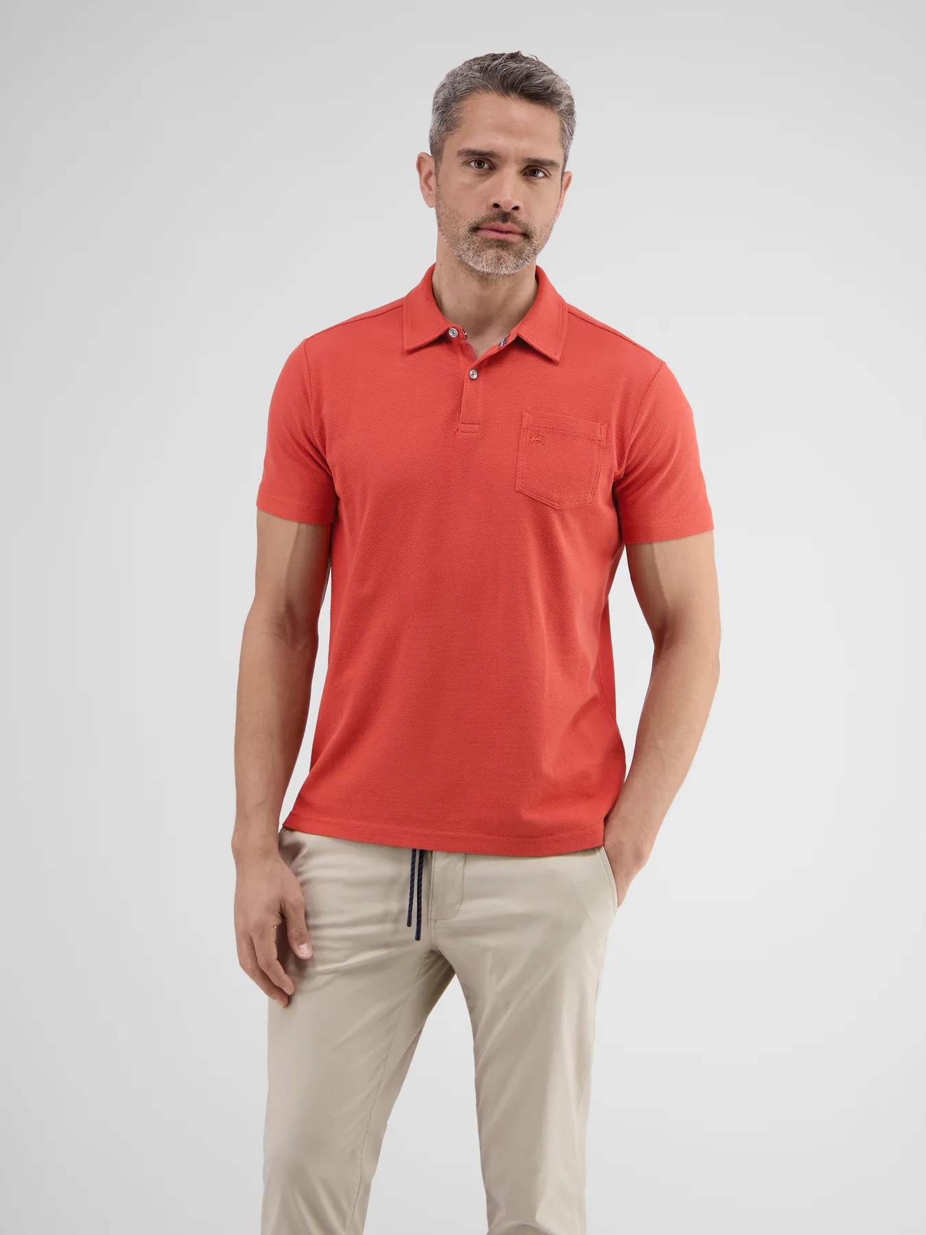 Lerros 2443204 POLOSHIRT IN SPORTIEVE WAFELPIQUÉKWALITEIT (327 DEEP CORAL RED)