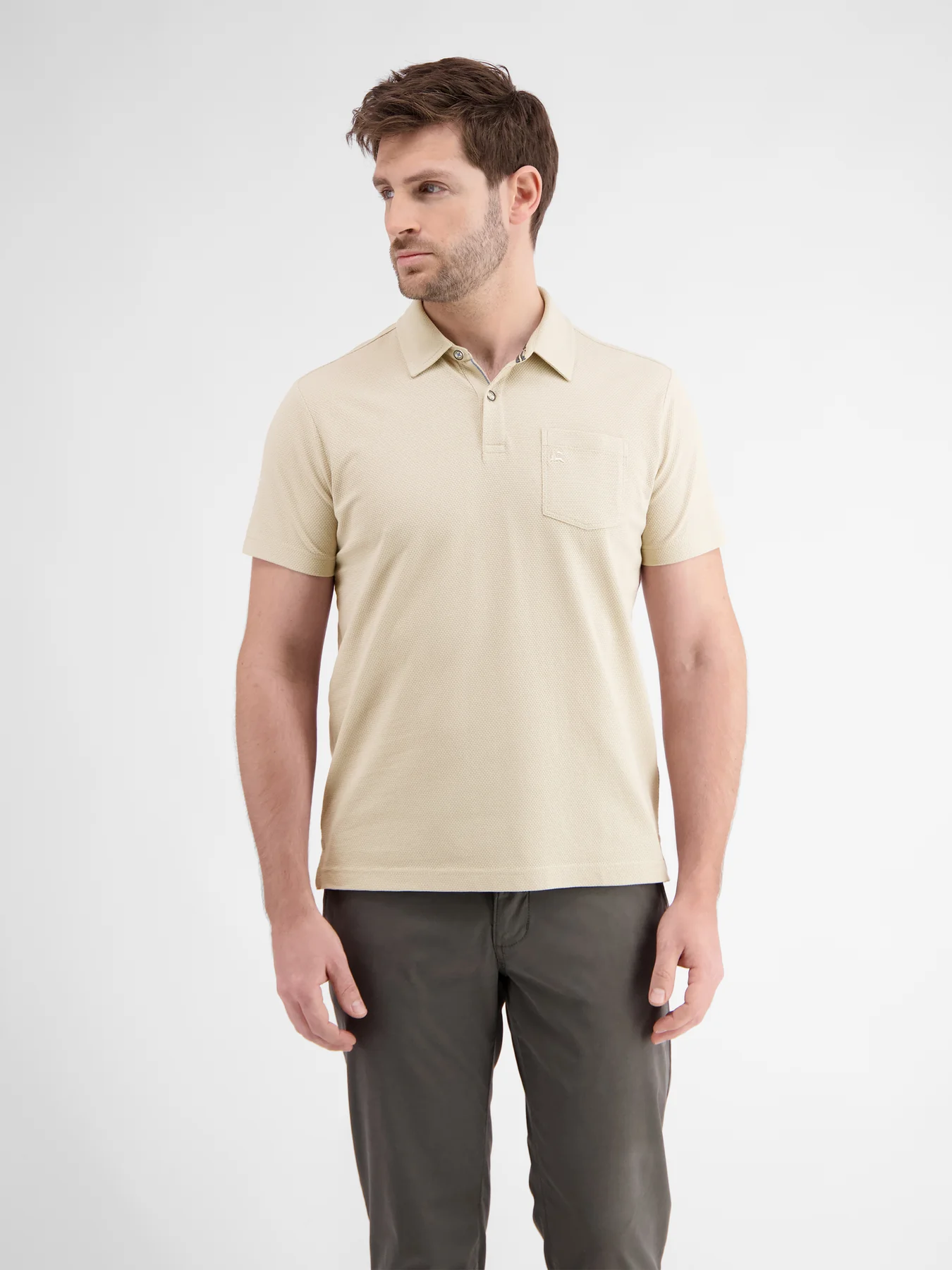 Lerros 2443204 POLOSHIRT IN SPORTIEVE WAFELPIQUÉKWALITEIT (705 LIGHT DUNE BEIGE)