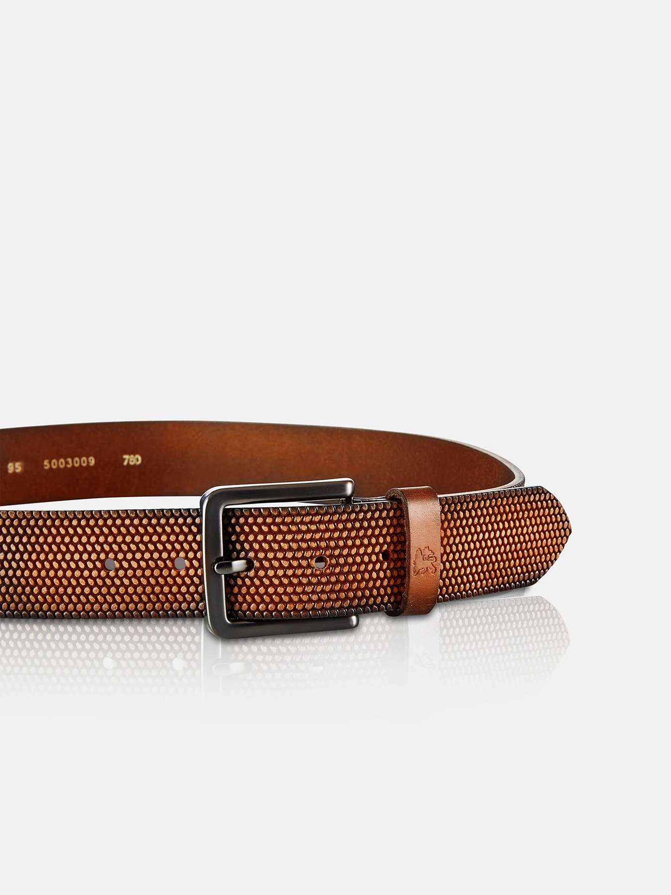 5003009 RIEM *LEWIS* VAN BUFFELLEER MET RELIËF (740 COGNAC)