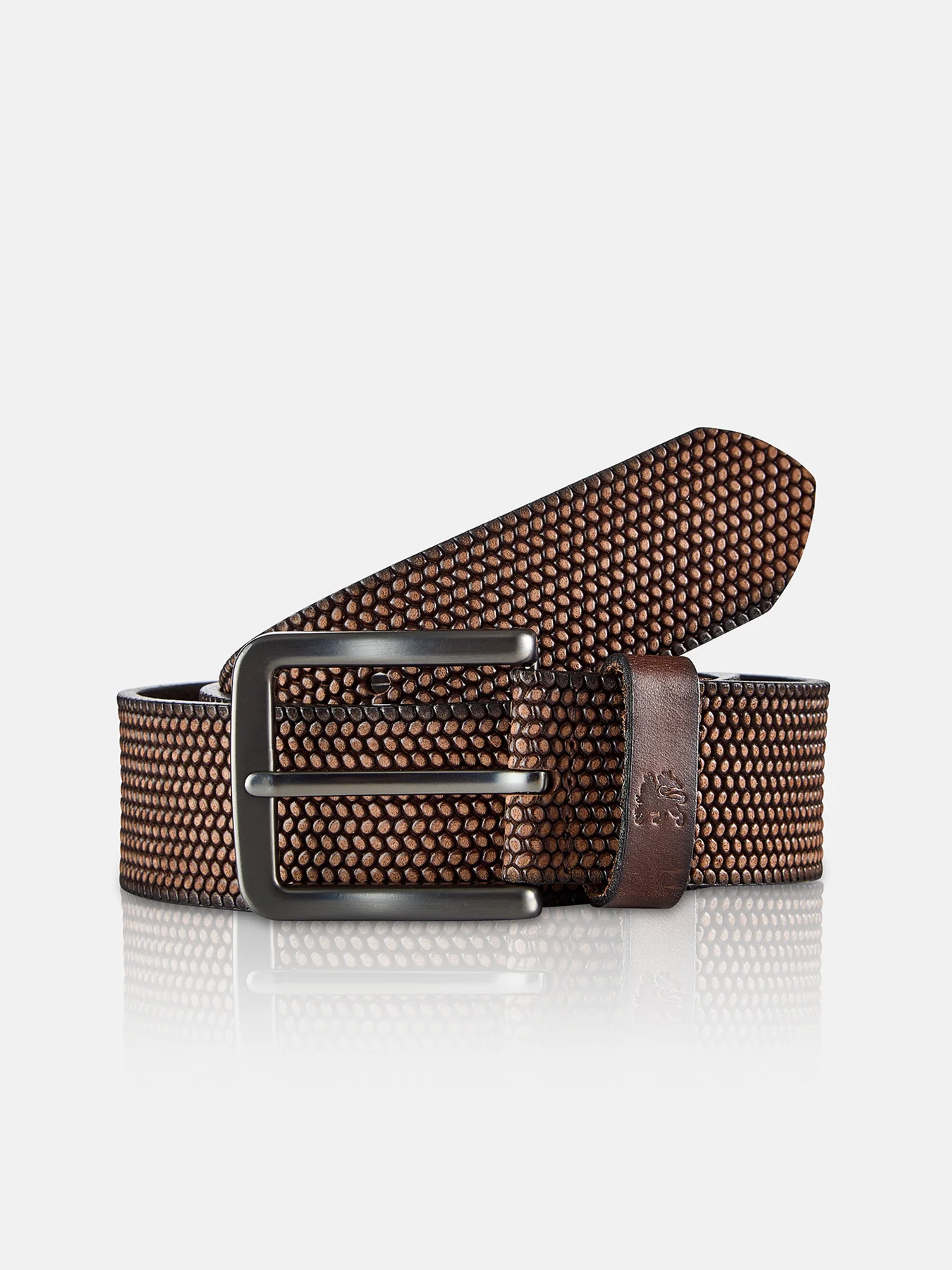 Lerros 5003009 RIEM *LEWIS* VAN BUFFELLEER MET RELIËF (780 DARK BROWN)